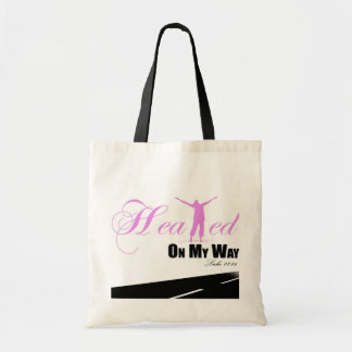 Tote Bag Guéri sur mon chemin (rose, blanc, noir)