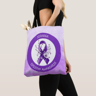 Tote Bag Guerrier de l'épilepsie Ruban de sensibilisation