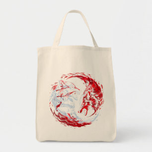 Tote Bag Guerrier loup cosmique rouge blanc