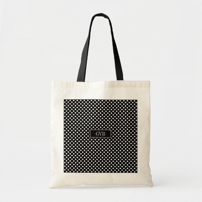 Tote Bag Guingan blanc noir moderne de Fourre-tout de (Devant)