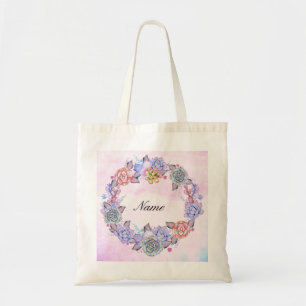 Tote Bag Guirlande chic de Succulents d'aquarelle