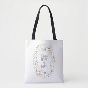 Tote Bag Guirlande de fleur d'amour d'espoir de foi de