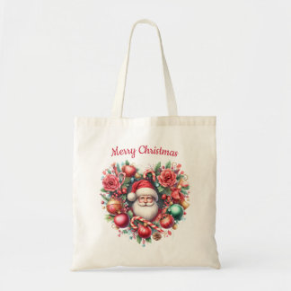 Tote Bag Guirlande florale en forme de coeur - Père Noël