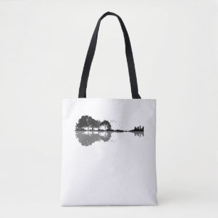 Tote Bag Guitar Lake Shadow Love Guitar Gift Music Amoureux