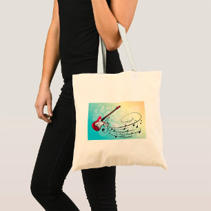 Tote Bag Guitare électrique Rock and Roll Notes de musique 