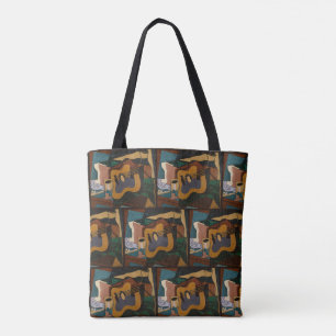 Tote Bag Guitare Et Vin Peinture Abstraite