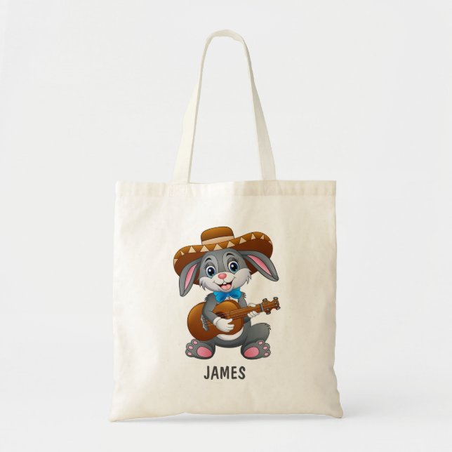Tote Bag Guitare Jouer lapin lapin de Pâques | Fêtes (Devant)
