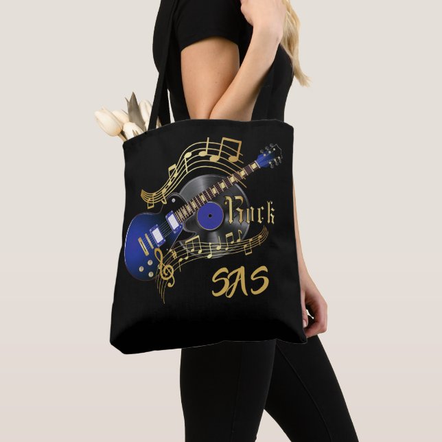 Tote Bag Guitare Monogram Rock - Bleu (De près)