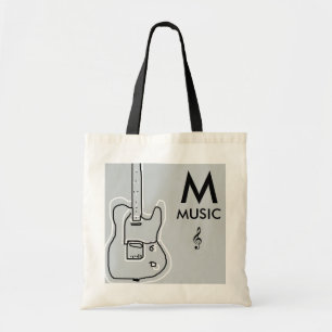Tote Bag guitare noire et blanche personnalisée