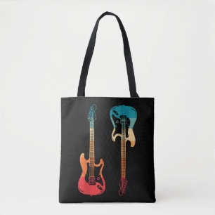 Tote Bag Guitare Rétro Guitariste Électrique Basse Guitare