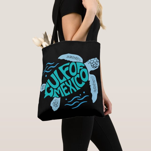 Tote Bag Gulf of Mexico Sea Turtle Typography (De près)