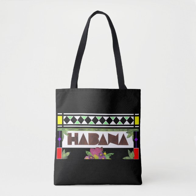 Tote Bag HABANA Tissu Impression de verre noir (Devant)