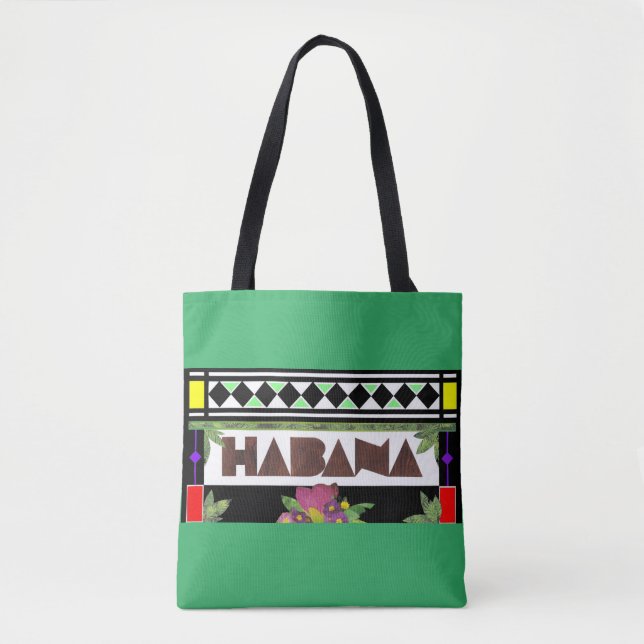 Tote Bag HABANA Verre Tiré Impression Rim Vert (Devant)