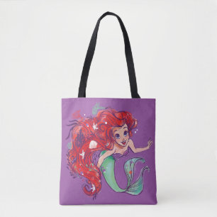 Tote Bag Hair Princesse Ariel Ariel aquarelle décorée