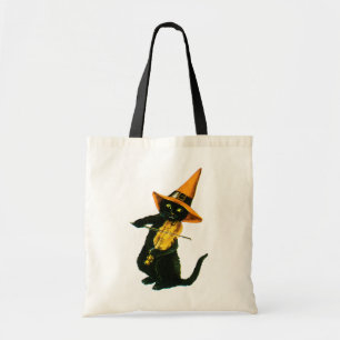 Tote Bag Halloween à l'ancienne, chat sorcier jouant au vio