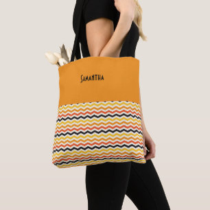 Tote Bag Halloween Automne Chevron Automne Couleurs Orange
