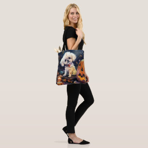 Tote Bag Halloween Bichon Frise Avec La Peur Citrouille