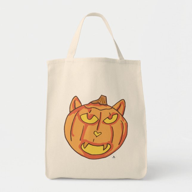 Tote Bag Halloween Chat Jack-o-Lantern Art Citrouille Heure (Devant)