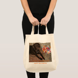 Tote Bag Halloween Chocolate Labrador Chien avec dent douce