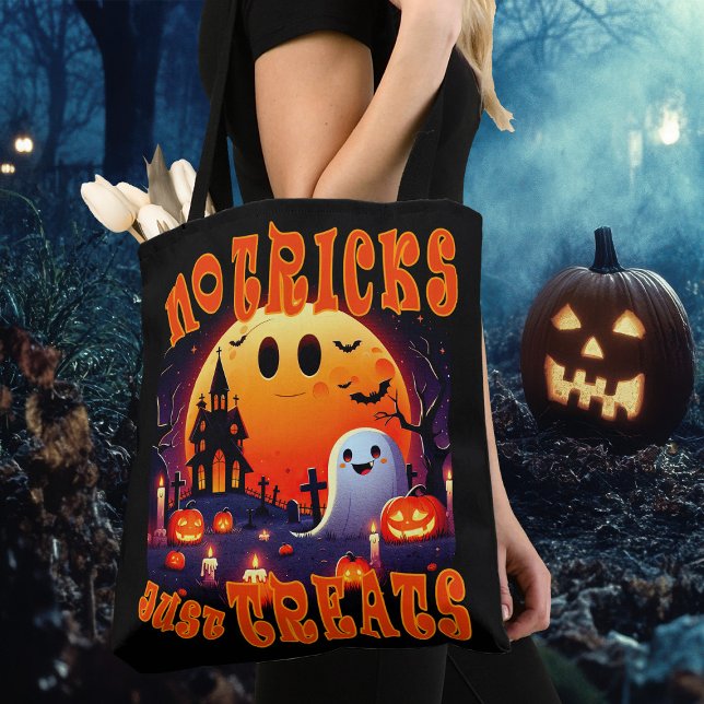 Tote Bag Halloween cimetière avec joli sourire joyeux Fantô (Créateur téléchargé)
