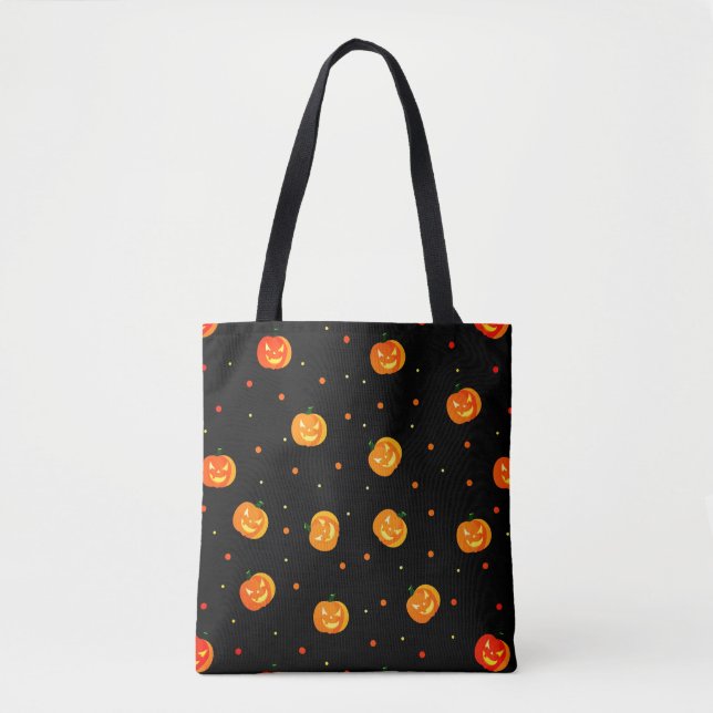 Tote Bag Halloween Citrouilles de peur Jack-o'-Lantern Moti (Devant)