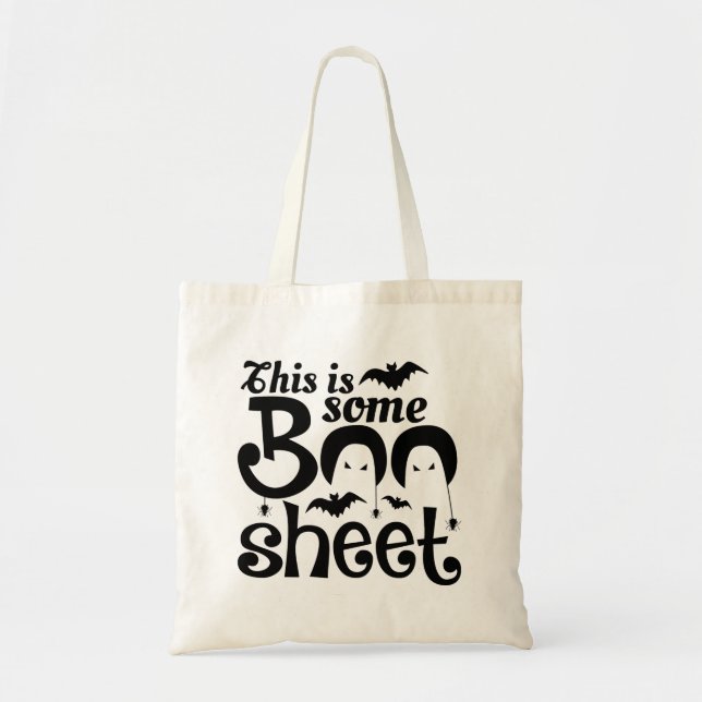 Tote Bag Halloween Costume de fantôme Boo Voici une feuille (Devant)