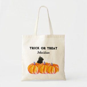 Tote Bag Halloween Cute Citrouille chat noir moderne