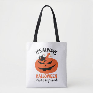 Tote Bag Halloween dans ma tête drôle Jack-o'-lantern