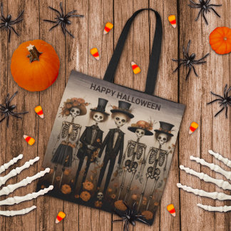Tote Bag Halloween déplaisant de la famille de squelettes
