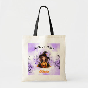 Tote Bag Halloween fille mignonne petit sorcière bonbon