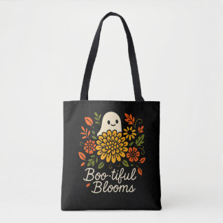 Tote Bag Halloween Floral Fleurs d'automne Fantôme Éffrayan