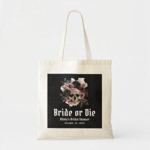 Tote Bag Halloween Floral Skull Bride ou Fête des mariées d