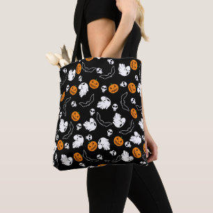 Tote Bag Halloween Ghost Bats Citrouille crâne