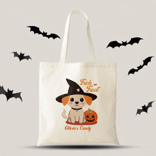 Tote Bag Halloween joli chiot Jack-o'-lantern tour ou régal