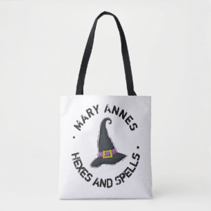 Tote Bag Halloween jolie sorcière Casquette drôle Typograph
