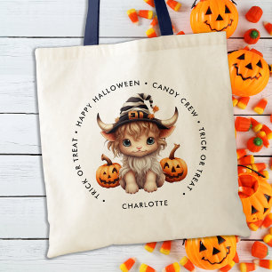 Tote Bag Halloween Personnalisé Highland Cow Trick Ou Treat