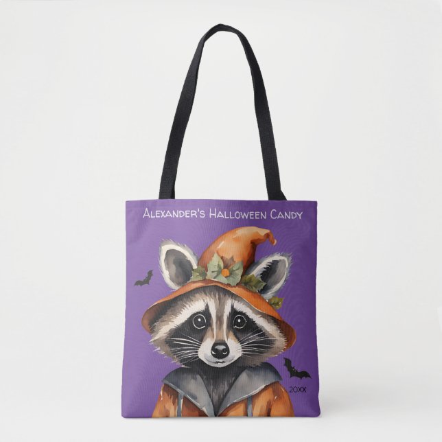Tote Bag Halloween Raccoon personnalisé (Devant)