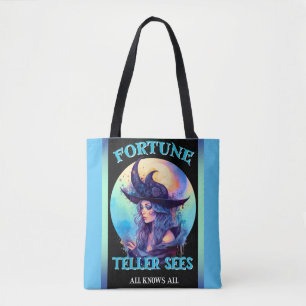 Tote Bag Halloween rétro Blue Witch