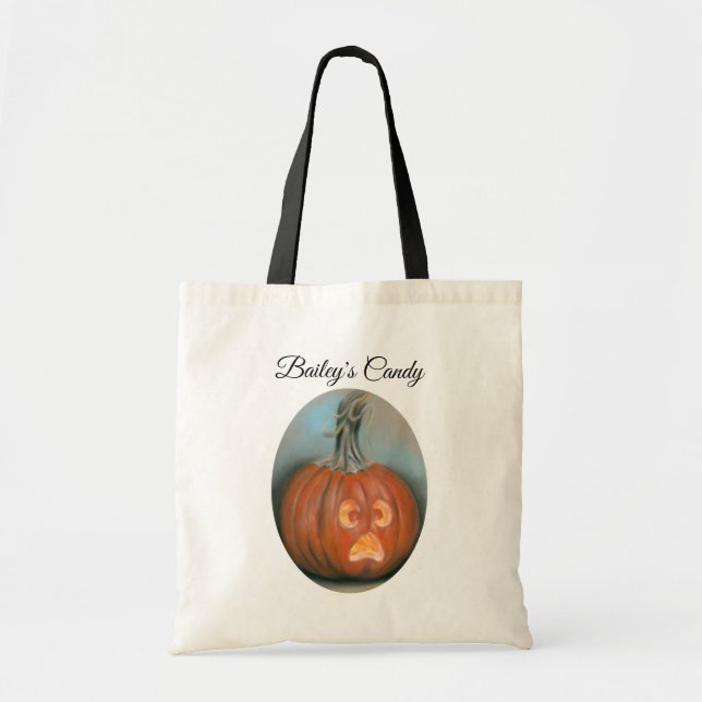 Tote Bag Halloween Screaming Jack O Lantern Pumpkin Pastel (Devant)