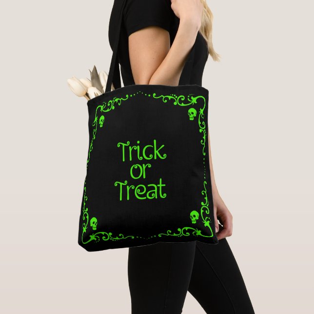 Tote Bag Halloween Slime Green Trick or Treat (De près)