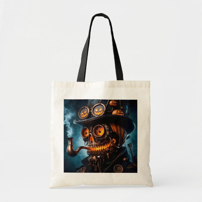 Tote Bag Halloween Steampunk Gothique Jack-O-Lantern (Devant)