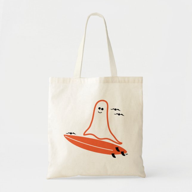 Tote Bag Halloween Surfer Ghost noir (Devant)