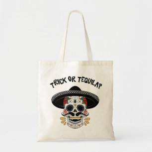 Tote Bag Halloween Trick ou Tequila Sugar Skull Sombrero