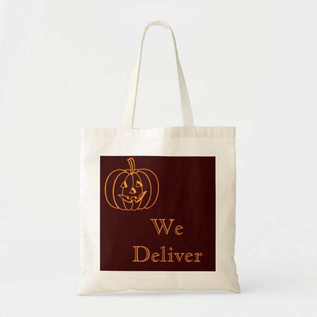 Tote Bag Halloween Trick ou Treat We Livrer Citrouille Four (Devant)
