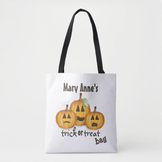 Tote Bag Halloween Trick Ou Treat Whimsical Jack O'Lantern (Devant)