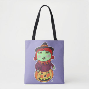 Tote Bag Halloween Vintage sorcière classique rétro violet