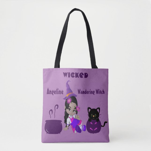 Tote Bag Halloween Wicked Wandering sorcière pourpre mignon (Devant)