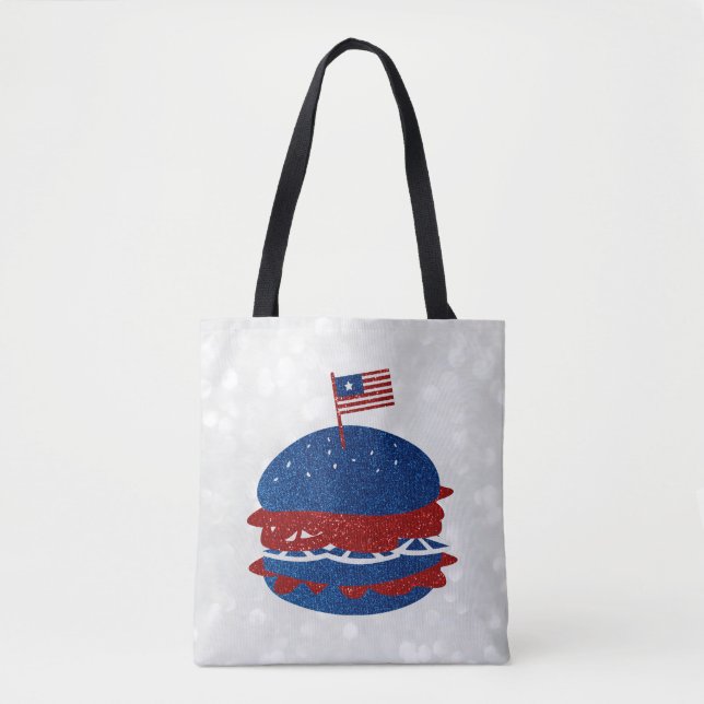 Tote Bag Hamburger 4 juillet Parties scintillant (Devant)