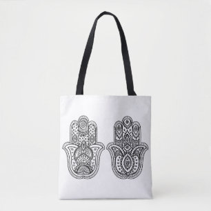 Tote Bag Hamsa tiré par la main avec les ornements 2