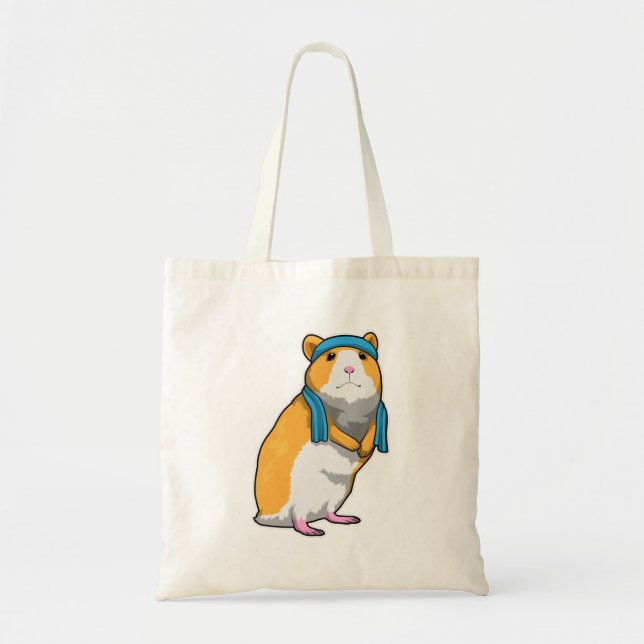 Tote Bag Hamster à Fitness avec serviette (Devant)